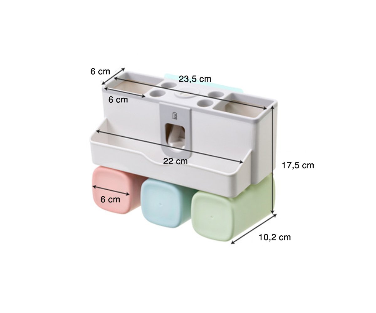 Dispenser Creme Dental + 3 Copos Para Enxaguante Bucal - 8