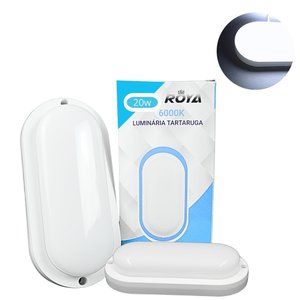Luminária Tartaruga Led 20w Branco Frio 6000k 1800lm Irc80 Fp>0.6 Corpo Branco Ip65 Biv Marca Roya