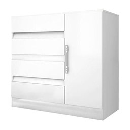 Cômoda 8000 e Guarda Roupa Casal B23063 Branco com Espelho - Araplac - 2 Cômoda 8000 e Guarda Roupa Casal B23063 Branco com Espelho - Araplac - 2