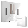 Cômoda 8000 e Guarda Roupa Casal B23063 Branco com Espelho - Araplac - 1