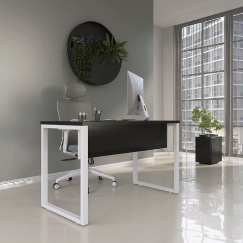 Mesa Madeira M120/60P25TUB 120cm Industrial Preto e Branco