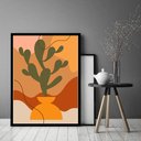 Ver imagem 1 de Quadro Decorativo Abstrato Vaso Cacto - 70x50cm:moldura Branca