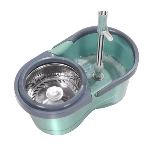 Mop Inox Balde 12l Rodinha Cesto Esfregão 360° Giratório