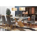 Ver imagem 1 de Conjunto: Mesa Sala Jantar Imperatriz Tampo Madeirado C/ Vidro Canto Curvo 180x90cm e 6 Cadeiras
