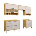 Ver imagem 3 de Cozinha Completa Modulada 100% MDF 5 Peças 8 Portas 4 Gavetas e Vidro 280cm Vicenza Espresso Móveis Bege/Amêndoa/Off White