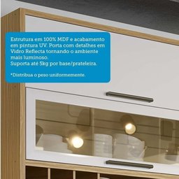 Cozinha Completa 5 Peças com 8 Portas Vidro e Tampos 280cm 100% Mdf Vicenza Espresso Móveis - 6
