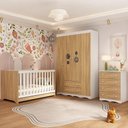 Ver imagem 1 de Quarto de Bebê Completo com Berço Americano 3 em 1 Sonho Multimóveis Mp4619 Branco/madeirado
