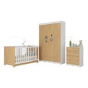Ver imagem 2 de Quarto de Bebê Completo com Berço Americano 3 em 1 Sonho Multimóveis Mp4619 Branco/madeirado