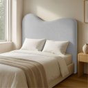 Ver imagem 1 de Cabeceira Orgânica Casal Estofada para Cama Box Bouclé Serena com Frame