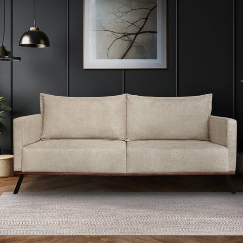 Sofá Zeki 2 Lugares 180 cm Linho Boucle Bege