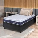 Ver imagem 1 de Conjunto Box Baú Preto Durban Azul Espuma D28 Solteiro 88x188x64 - King House