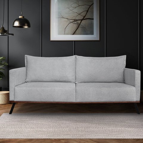 Sofá Zeki 2 Lugares 180 cm Linho Boucle Cinza