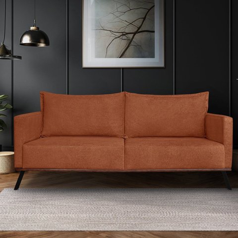 Sofá Zeki 2 Lugares 180 cm Linho Boucle Cobre