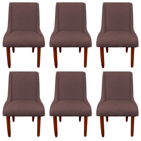 Kit 06 Cadeiras Para Sala de Jantar Lizz Pés Palito Veludo Rosê D'Classe Decor