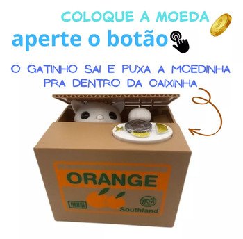 Cofre Gatinho que Puxa e Rouba Moeda da Caixa Pega Dinheiro - 3