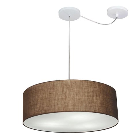 Lustre Pendente Cilíndrico Com Desvio de Centro Vivare Md-4222 Cúpula em Tecido 45x15cm - Bivolt - C