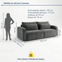 Ver imagem 3 de Sofá Cama 3 Lugares Retrátil e Reclinável 216cm Montreal