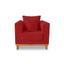 Ver imagem 6 de Kit Sofá 3 Lugares e 2 Poltronas Beny Viena Com Almofadas Decorativa Suede Vermelho - Madeira Prima 