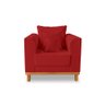 Kit Sofá 3 Lugares e 2 Poltronas Beny Viena Com Almofadas Decorativa Suede Vermelho - Madeira Prima  - 6