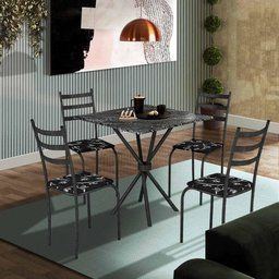 Mesa de Jantar 4 Cadeiras Preta Aracaju Shop Jm - 1