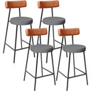 Ver imagem 1 de Kit 04 Banquetas Baixa Cozinha Sala Jantar Bancada Milão L02 Couríssimo Camel Linho Cinza Escuro - l