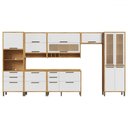 Ver imagem 1 de Armário de Cozinha Modulada com Balcão e Tampo 14 Portas 6 Gavetas Ágata 100% Mdf Vidro Reflecta Amê