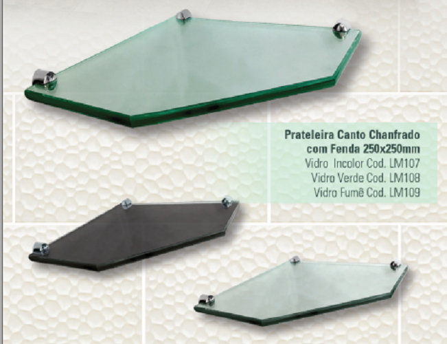 Prateleira Canto Chanfrada C/ Fenda 25 X25 Cm - 8mm Fume - 2