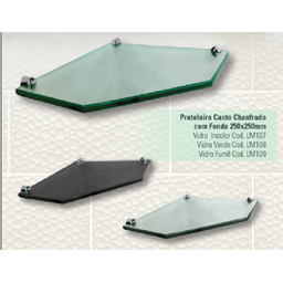 Prateleira Canto Chanfrada C/ Fenda 25 X25 Cm - 8mm Fume - 2