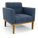 Ver imagem 7 de Poltrona Decorativa Pés Fixo em Madeira Castanho Suede Azul Marinho