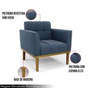 Ver imagem 6 de Poltrona Decorativa Pés Fixo em Madeira Castanho Suede Azul Marinho