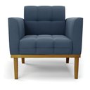 Ver imagem 3 de Poltrona Decorativa Pés Fixo em Madeira Castanho Suede Azul Marinho