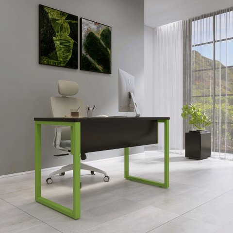 Mesa Madeira M150/60P25TUB 150cm Industrial Preto e Verde