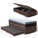Ver imagem 1 de Cama Box Baú com Colchão de Espuma D33 Pillow Top Comfort Luxo + Auxiliar Unique Solteiro 88 Cm