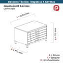 Ver imagem 7 de Mapoteca 5 Gavetas Pandin 120cm (larg) Inmetro Tampo Mdp Cinza