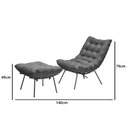 Ver imagem 3 de Poltrona Costela Luxo com Puff Adão Metal Preto Veludo Cinza