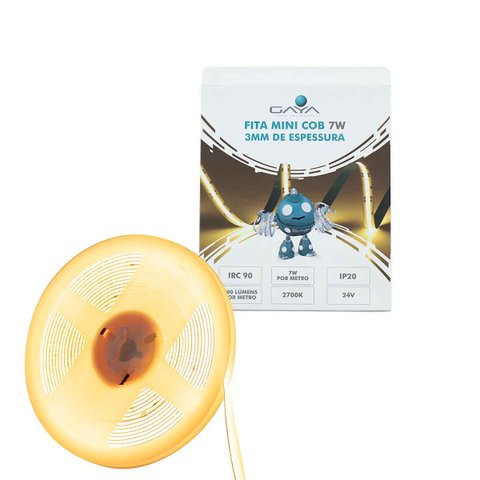 Fita Mini Cob 24v 2700k 7w/m 3mm Rolo 5m 7181 Gaya St3016