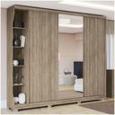 Ver imagem 1 de Guarda Roupa Casal 3 Portas De Correr 6 Gavetas Nogal F542