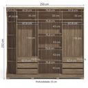 Ver imagem 2 de Guarda Roupa Casal 3 Portas De Correr 6 Gavetas Nogal F542