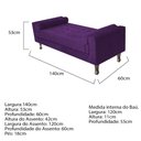 Ver imagem 5 de Recamier Baú Félix Solteiro 140 cm Suede - Doce Sonho Móveis ML/R1/FELIX/140/B/S Roxo