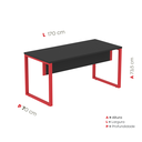 Ver imagem 4 de Mesa Madeira M150/70P25TUB 150cm Industrial Preto e Vermelho