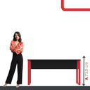 Ver imagem 5 de Mesa Madeira M150/70P25TUB 150cm Industrial Preto e Vermelho