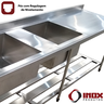 Pia Inox com Prateleira Gradeada e 2 Cubas - Modelo 05 - Inox 430 - 350x70x90 Cm - Cubas 60x50x30 Cm - 6