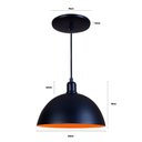 Ver imagem 3 de Pendente Meia Lua 24cm Luminária Lustre Alumínio Preto Textura C/ Laranja