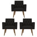 Ver imagem 1 de Kit 3 Poltronas Capitonê Confortáveis Loja Recepção Sala Preto