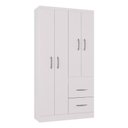 Ver imagem 6 de Cômoda 867 4 Gavetas com Guarda Roupa Solteiro Milão 4 Portas Branco Brilho - Poquema
