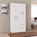 Ver imagem 5 de Cômoda 867 4 Gavetas com Guarda Roupa Solteiro Milão 4 Portas Branco Brilho - Poquema
