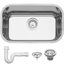 Ver imagem 1 de Cuba Tramontina Lavínia 47 Bl Prime em Aço Inox Alto Brilho 47x30 Cm com Válvula e Sifão