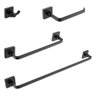 Kit Acessórios para Banheiro Preto Fosco Quadrado Barra Dupla em Aço Inox 4 Peças - 1