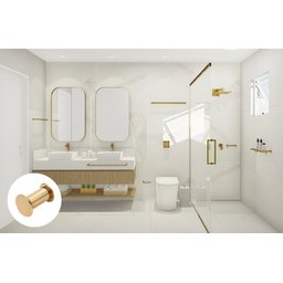 Cabide de Parede Banheiro 4,5cm em Aço Inox Dourado Linha Tessália Stainless - 3
