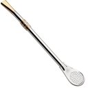 Ver imagem 1 de Bomba de Chimarrão Bocal Dourado Ferro Cinza Bojo Pera 19cm